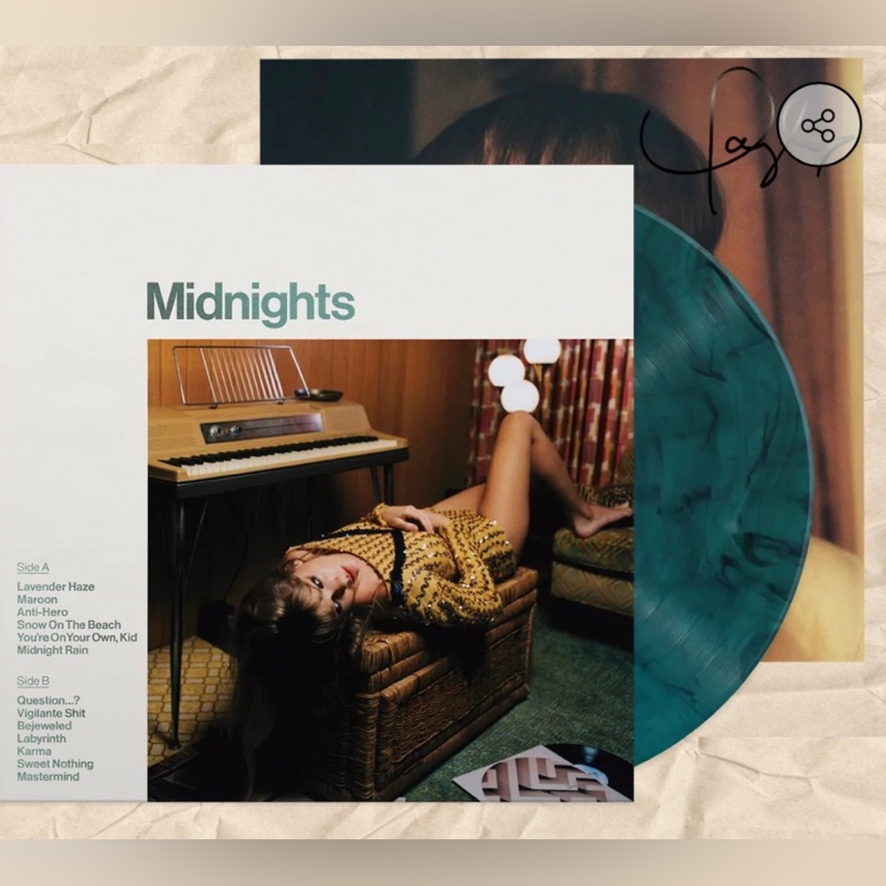 Hand signed Taylor Swift Jade Midnights Vinyl *Unopened w/ confetti